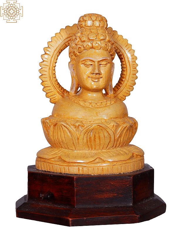 Buddha Head Wooden Statue