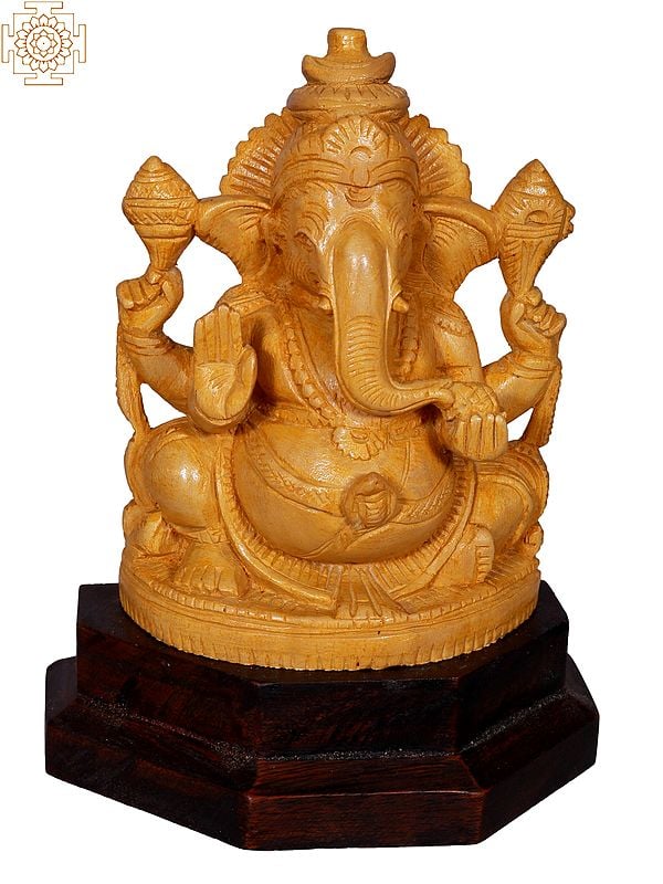 God Ganesh Wooden Sculpture