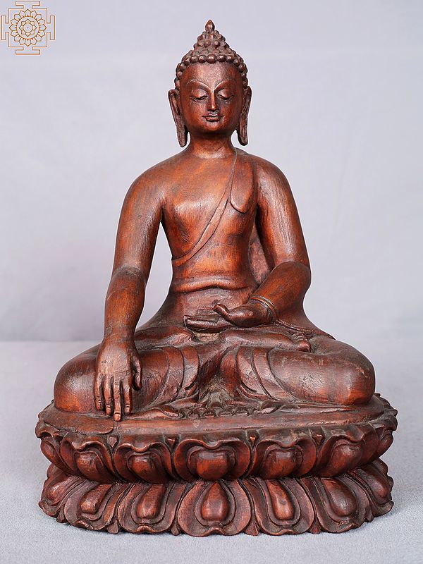 10" Shakyamuni Buddha Seated on Pedestal from Nepal