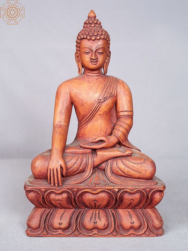 11" Shakyamuni Buddha Seated on Pedestal from Nepal