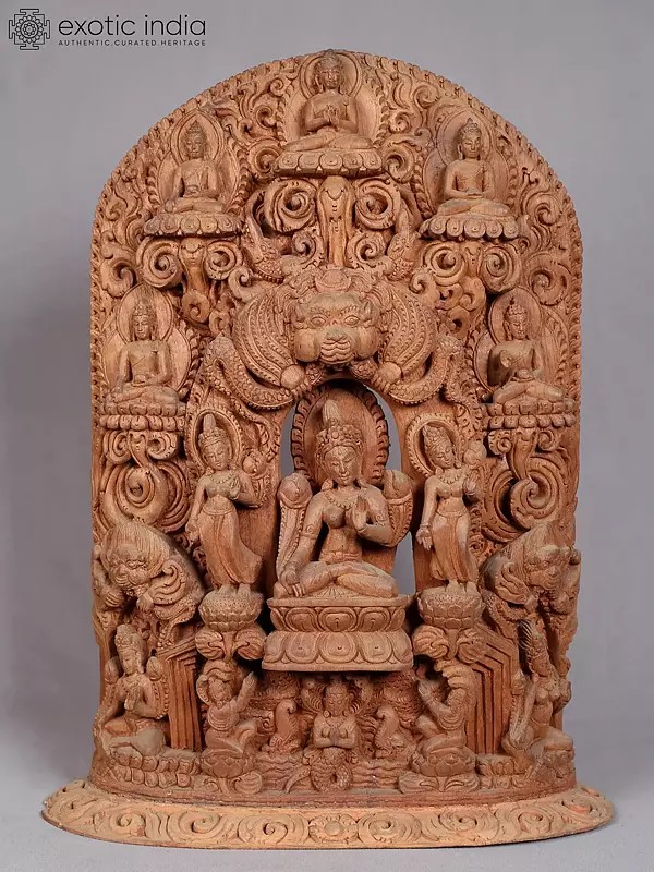 21'' Buddhist Deity Tara With Buddha In Various Mudras | Nepalese Handicrafts