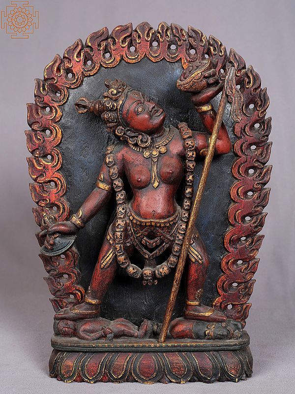 12'' Buddhist Deity Furious Yogini In Fire Arch | Nepalese Handicrafts