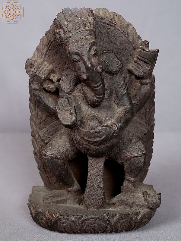 8" Lord Ganesha Wooden Sculpture from Nepal