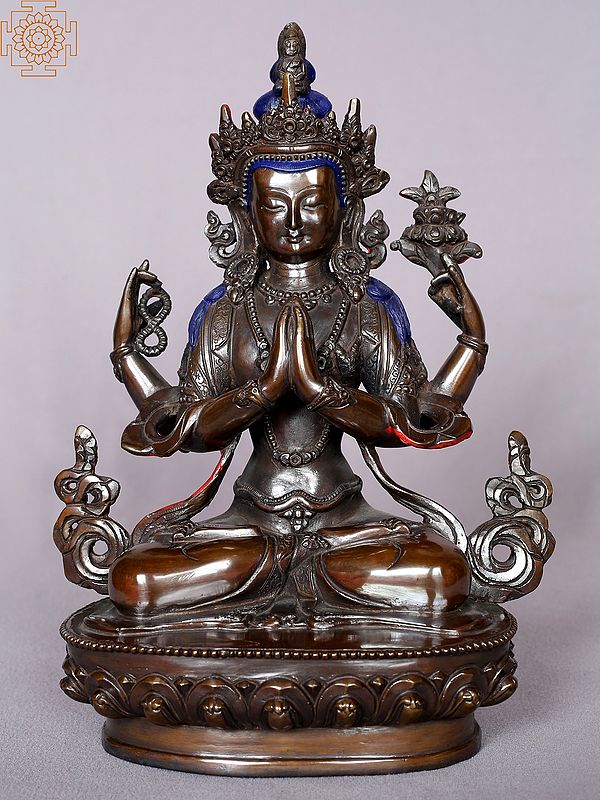 9" Tibetan Buddhist Deity Chenrezig Shadakshari Avalokiteshvara