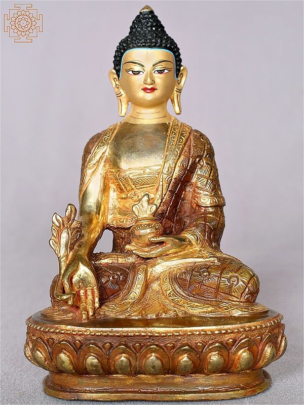 6" Tibetan Buddhist Deity Gold Medicine Buddha