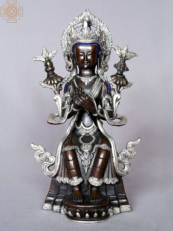 10" Maitreya Buddha Copper Figurine from Nepal
