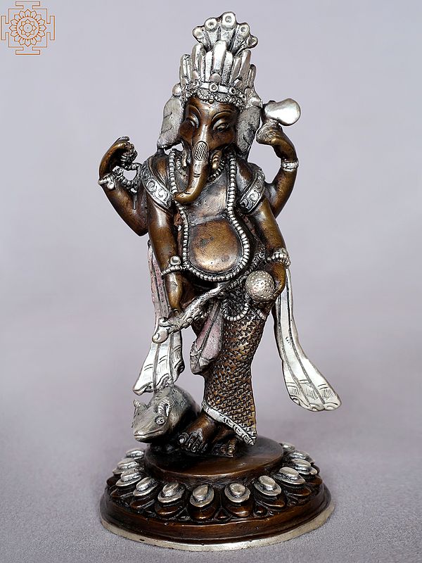 6" Standing Lord Ganesha Idol with Mushak from Nepal