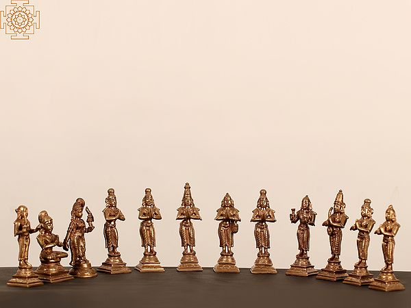 Alwar Idols Premium Statues (Set of 12 Statues) | Bronze Statues | Made In India
