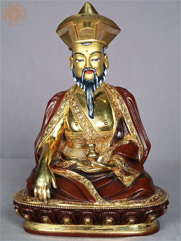 10'' Copper Buddhist Deity Ngawang Namgyal Idol | Nepalese Handicrafts