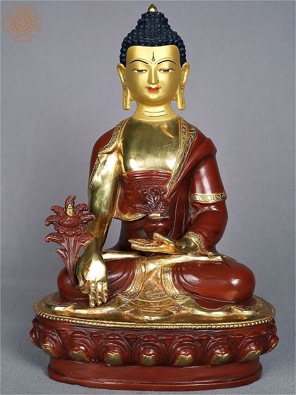 13'' Buddhist Deity Medicine Buddha Copper Idol | Nepalese Handicrafts