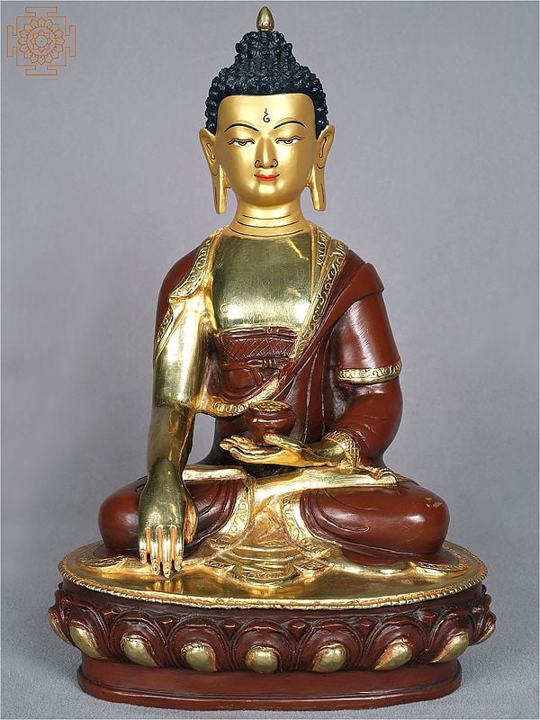 13" Buddhist Shakyamuni Buddha Idol | Copper Statue from Nepal