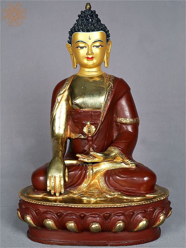 13" Buddhist Deity Shakyamuni Buddha Copper Figurine from Nepal
