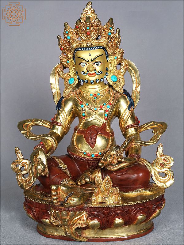 13" Lord Kubera - The God of Wealth Seated on a Pedestal