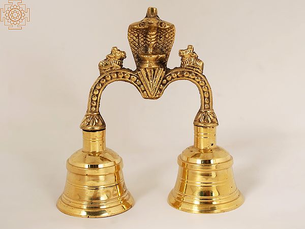 5" Shivalinga-Nandi Designer Bell in Brass MIV968