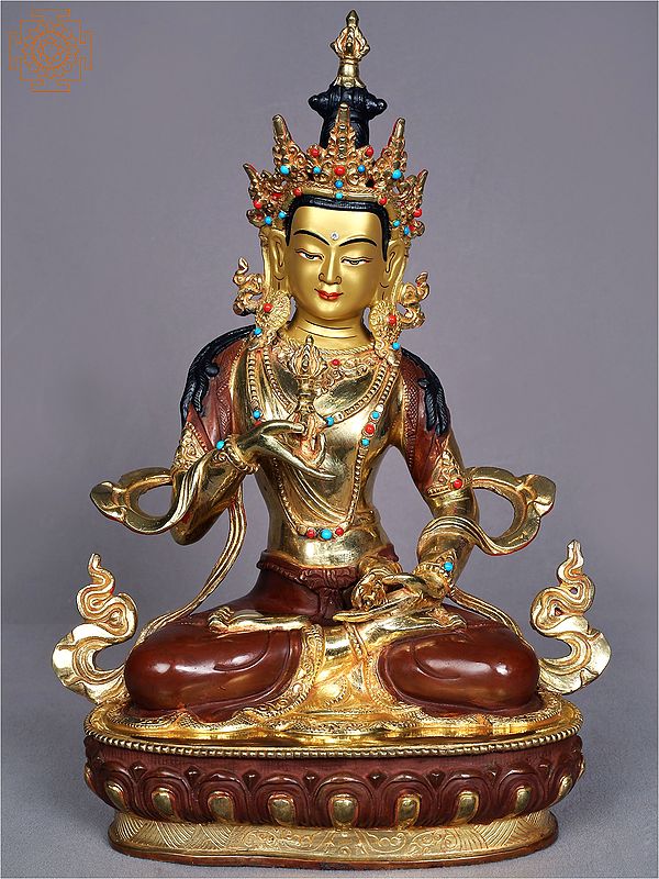 13" Vajrasattva Idol from Nepal | Copper Gilded with Gold