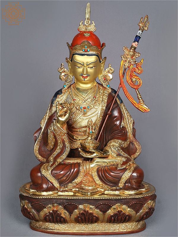5" Guru Padmasambhava Idol from Nepal | Copper Gilded with Gold