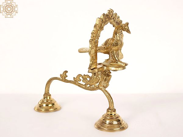 10" Brass Shodash Upachara Lamp | Handmade | Made in India