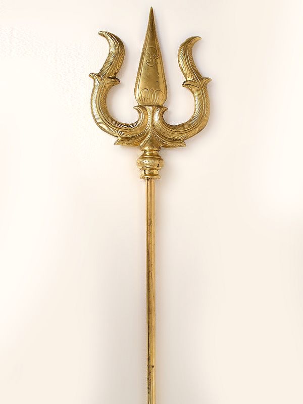 59" Large Size Lord Shiva's Trident In Brass | Handmade | Made In India