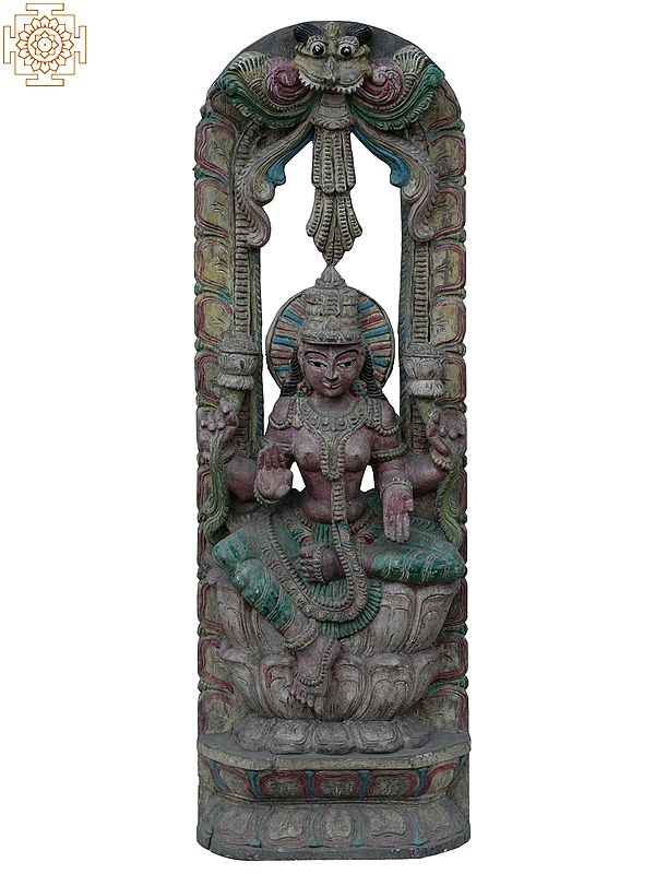 35" Large Goddess Lakshmi | Wooden Statue