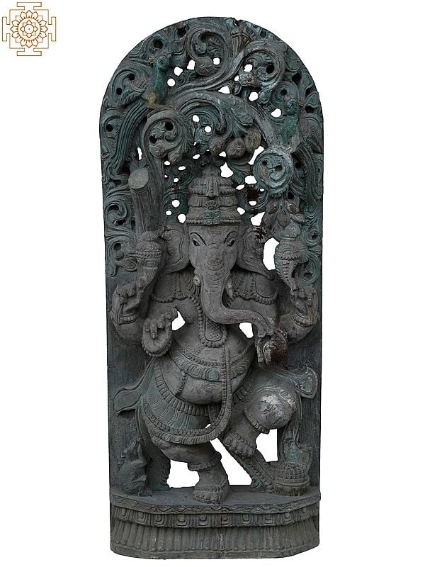 36" Large Dancing Lord Ganesh | Wooden Statue