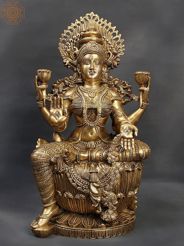 25" Sitting Devi Lakshmi Brass Statue