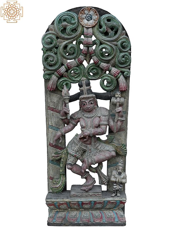 35" Large Dancing Lord Shiva | Wooden Statue