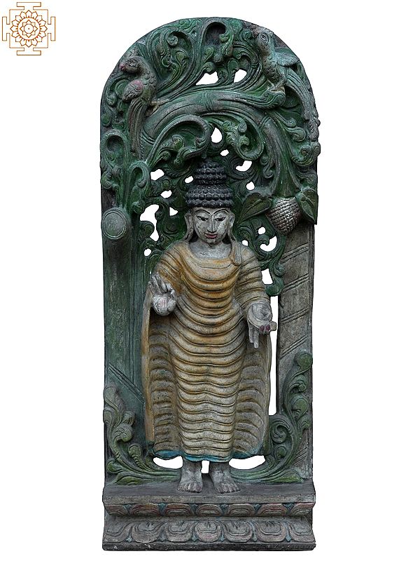 36" Large Protection Buddha | Wooden Statue