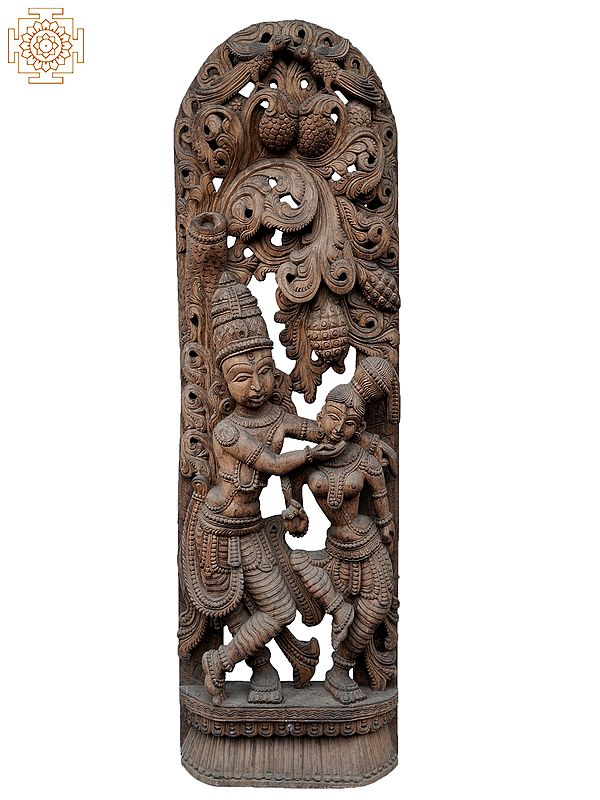 47" Large Radha Krishna Dancing | Wooden Statue
