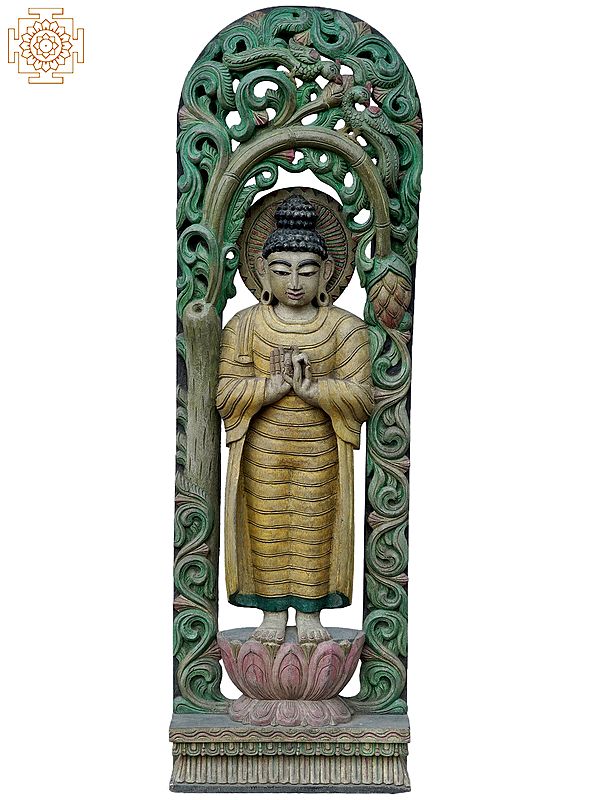 47" Large Dharmachakra Mudra Lord Buddha | Wooden Statue