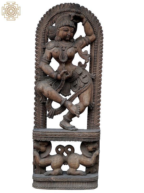 48" Large Dancing Apsara | Wooden Statue