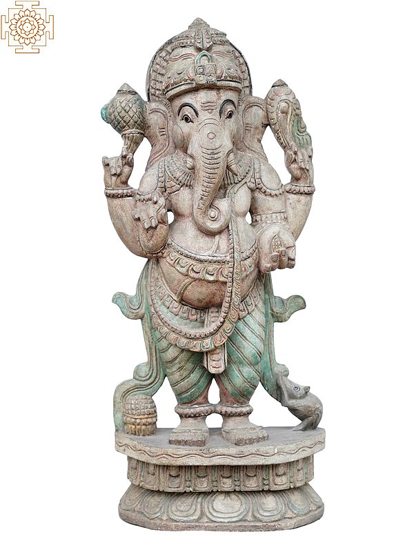 24" Standing Lord Ganesh Wooden Statue