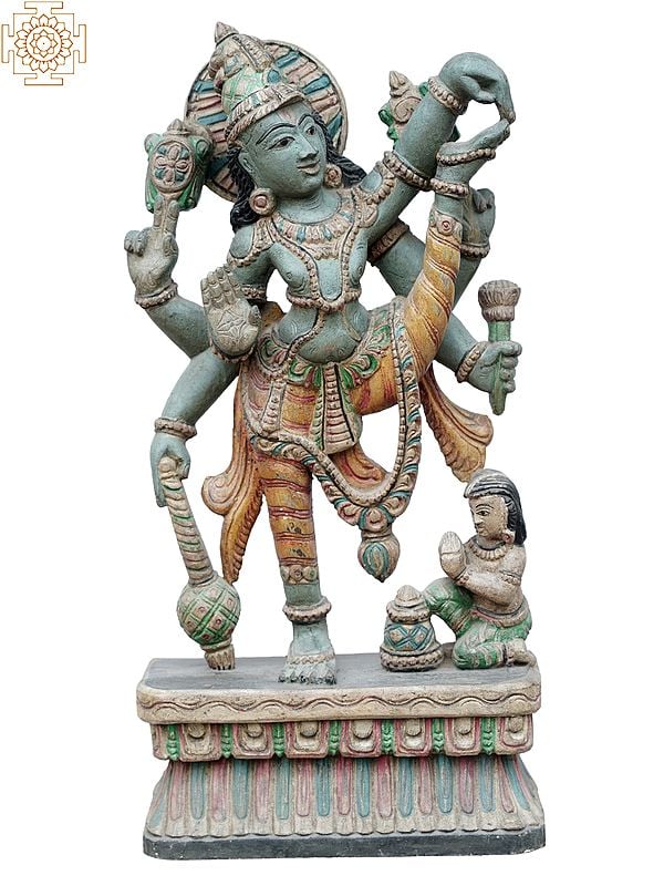 24" God Trivikrama Wooden Statue
