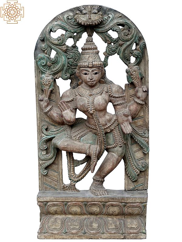 24" Goddess Parvati Dancing Wooden Statue