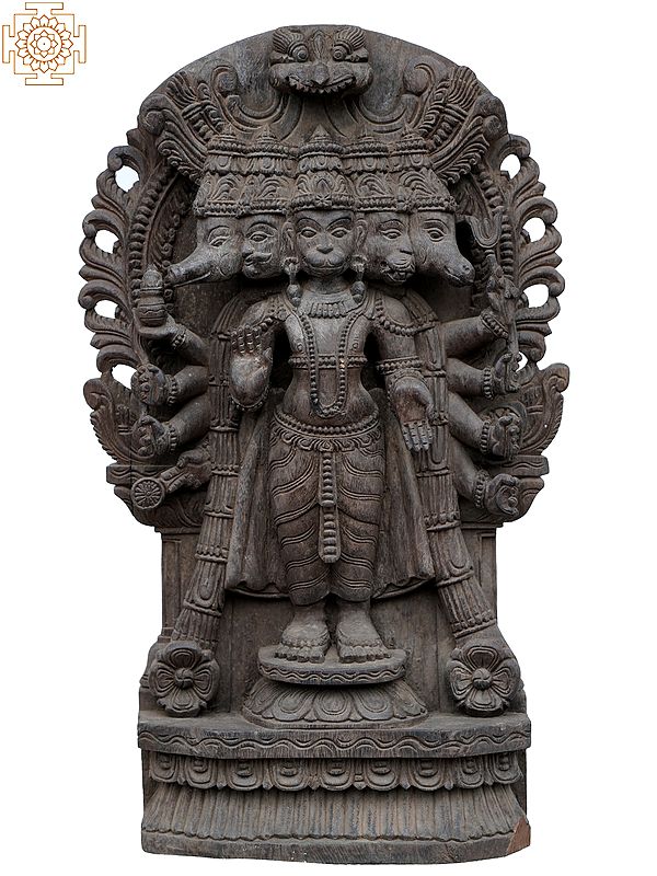 24" Panchmukhi Hanuman Wooden Statue