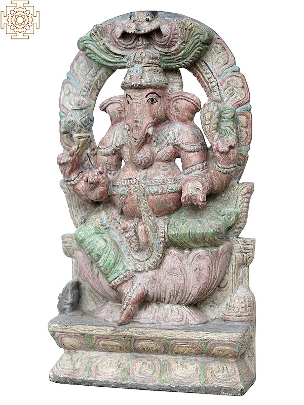 18" Wooden Lord Ganesha Statue