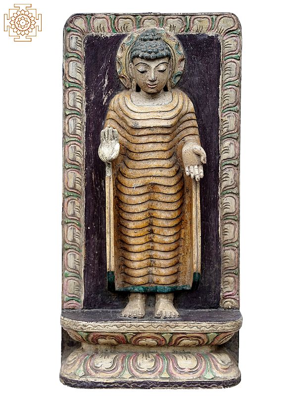 18'' Gautama Buddha Standing Wooden Idol