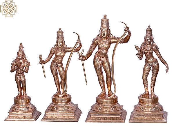 16'' Hindu Ramayana (Rama, Lakshmana, Sita, Hanuman) Set | Bronze