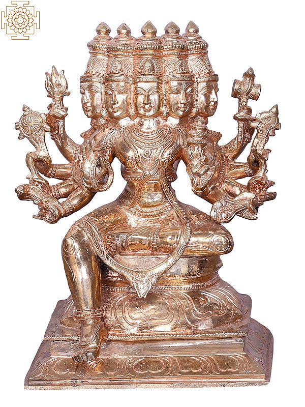 12'' God Vishnu With Multiple Heads and Hands | Bronze