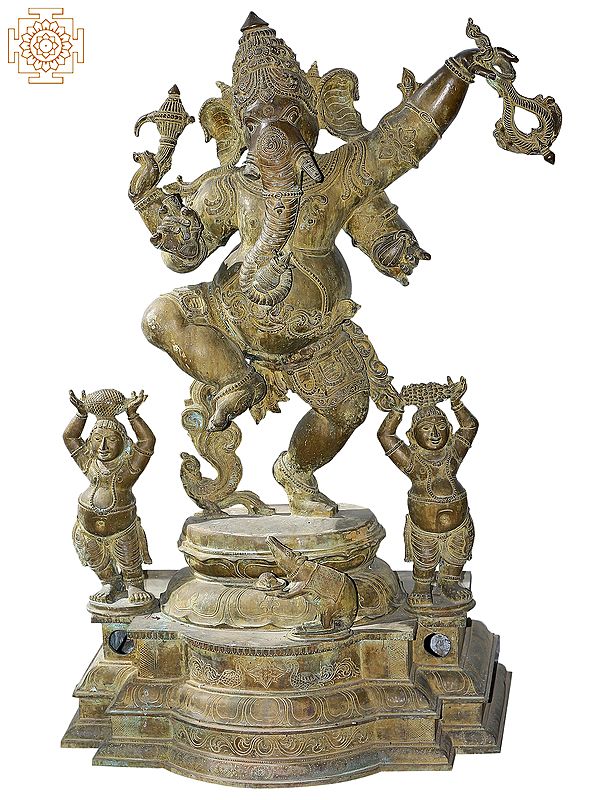 55'' Hindu God Ganesha Dancing (Tandava) | Bronze