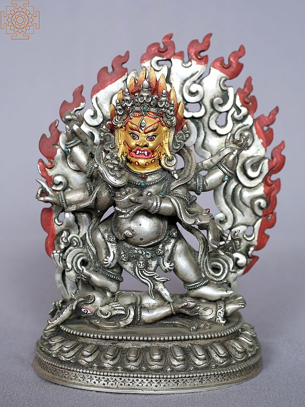 6'' Furious Black Mahakal (Shiva) From Nepal | Silver Statue