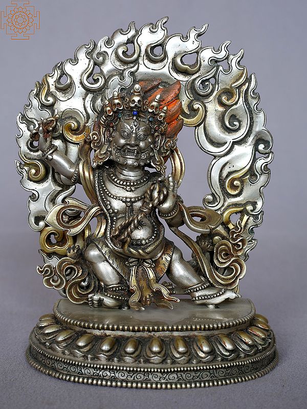 Buddhist Deity Vajrapani Silver Statue from Nepal