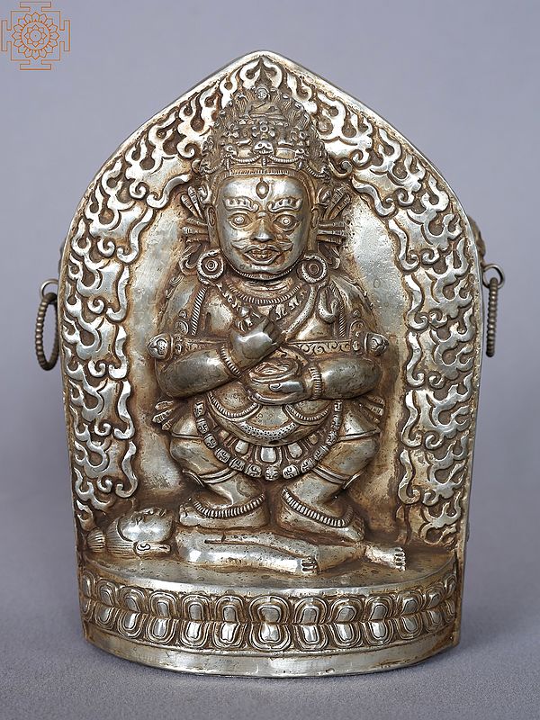 7'' Deity Safu Mahakala From Nepal | Silver Ghau