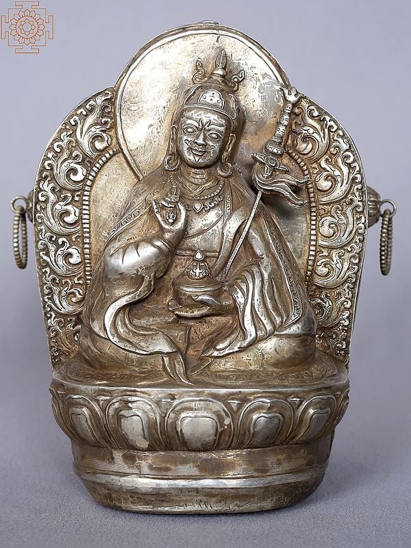 7'' Buddhist Deity Padmasambhava Silver Ghau from Nepal