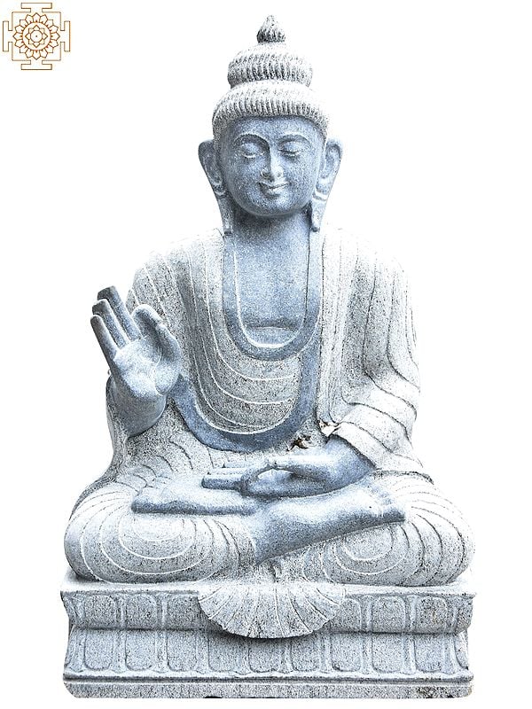 25'' Lord Gautama Buddha In Vitarka Mudra | Granite Stone Statue