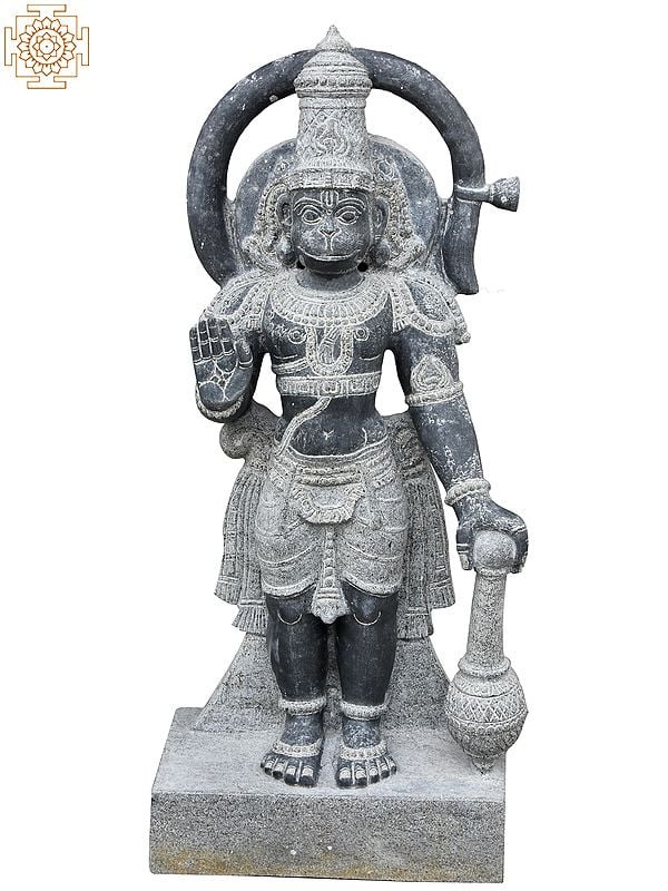 28'' Lord Hanuman With Gada | Granite Stone Statue