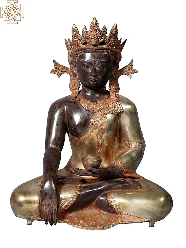 21" Crowned Buddha in Brass