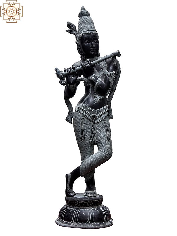 19'' Hindu Deity Krishna (Dwarkadhish) | Kadappa Stone