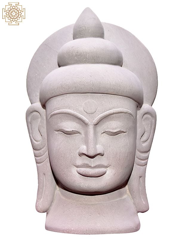9'' Peaceful Gautama Buddha Head | Stone Statue