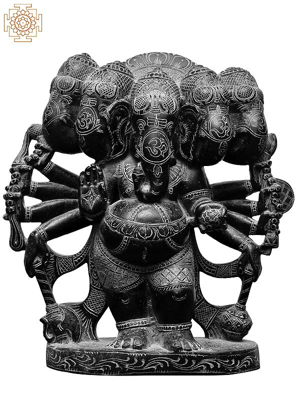 13" Standing Ten Armed Panchmukhi Lord Ganesha
