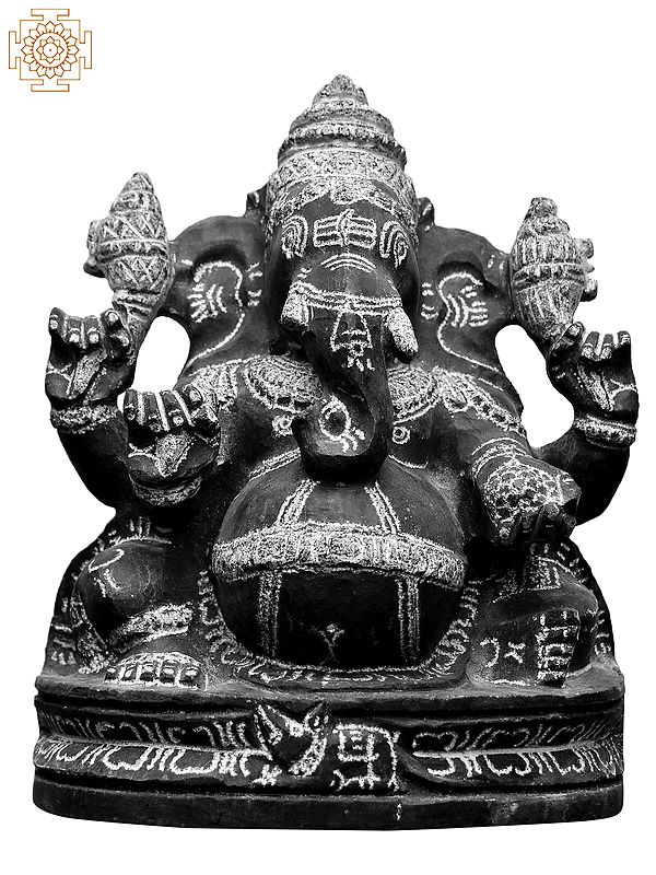 9" Sitting Chaturbhuja Lord Ganesha